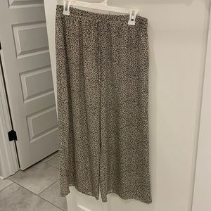 Leopard print, wide legged, capri dress pants